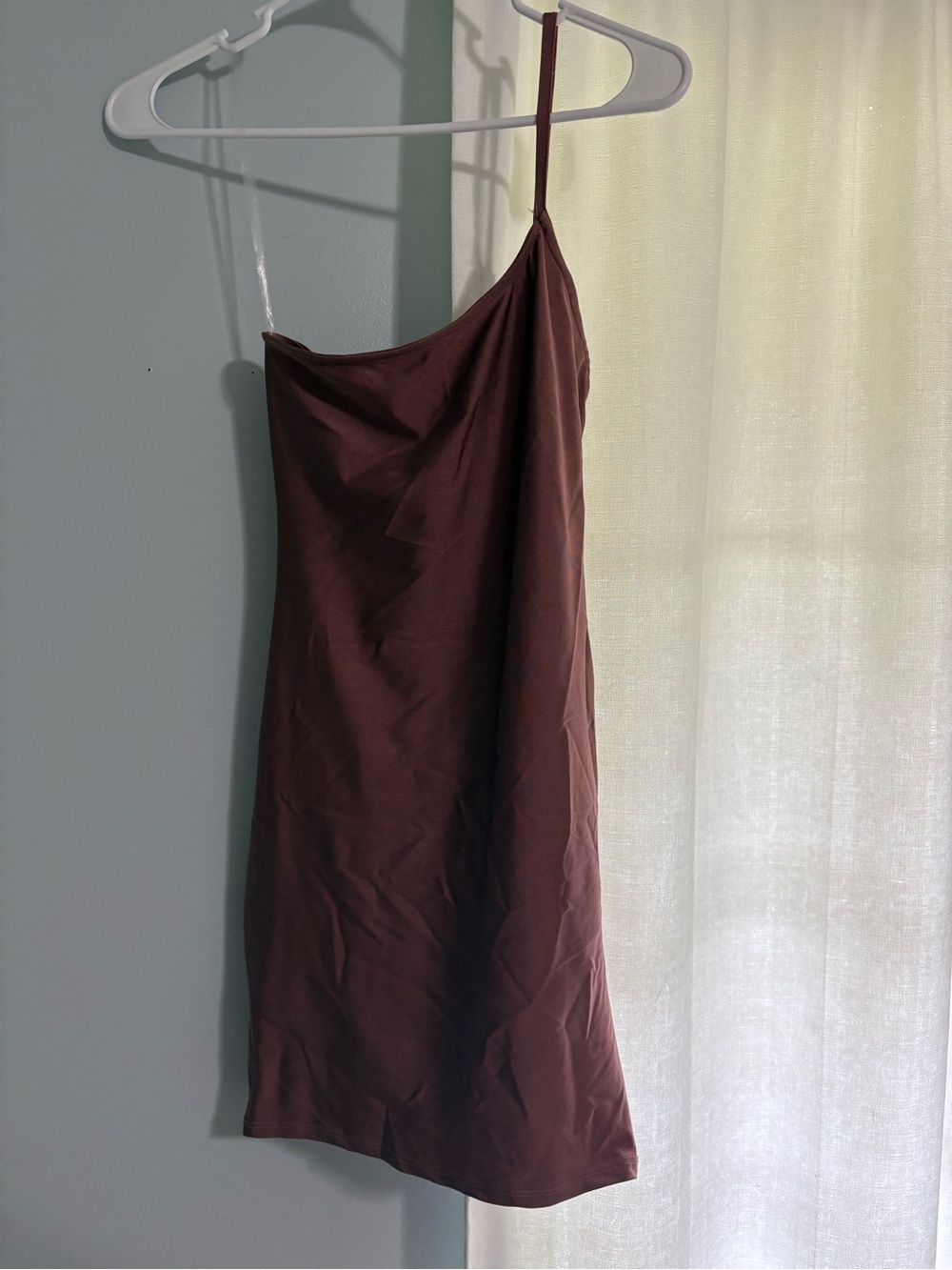 Dusty Rose One-Shoulder Slip Dress